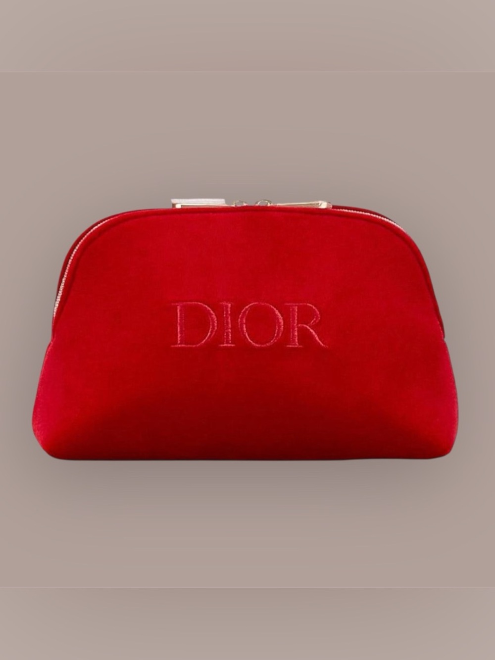 Red Dior Beauty (Velour Half-Moon) Cosmetic-Makeup Bag
